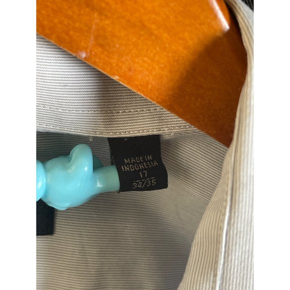 John Varvatos USA Regular Fit Button Down Shirt Light Gray Pinstripes Sz 17 - Picture 5 of 7